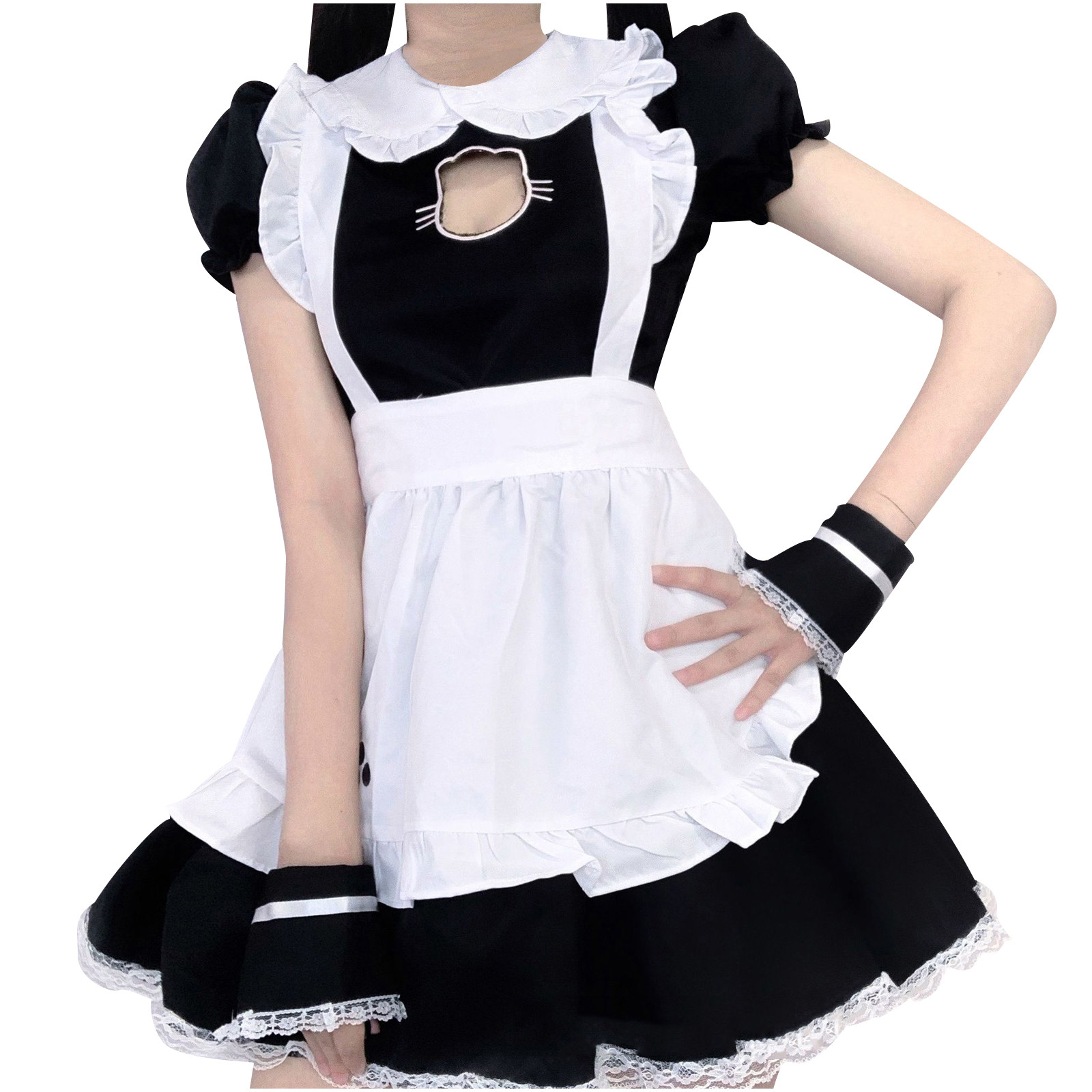 thumbnail image 2 of Vestido de cosplay de sirvienta para mujer - Incluye delantal/tocado - Poliéster - S-XXXXL, 2 of 8
